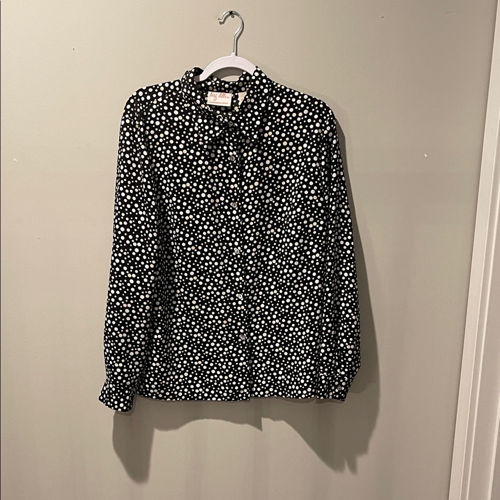 Liz Claiborne Black Top with White Dots
